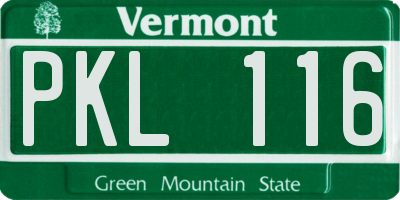 VT license plate PKL116