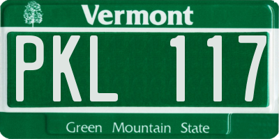 VT license plate PKL117
