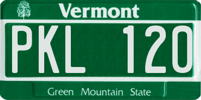 VT license plate PKL120