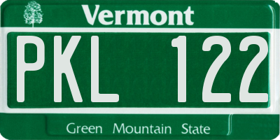 VT license plate PKL122