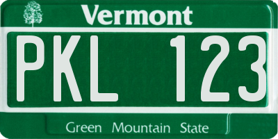 VT license plate PKL123