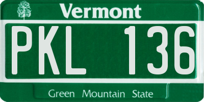 VT license plate PKL136