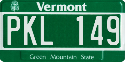 VT license plate PKL149