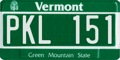 VT license plate PKL151