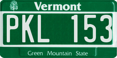 VT license plate PKL153