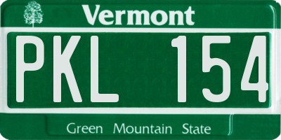 VT license plate PKL154