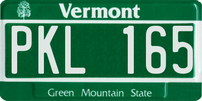 VT license plate PKL165