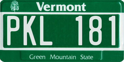 VT license plate PKL181