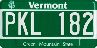 VT license plate PKL182
