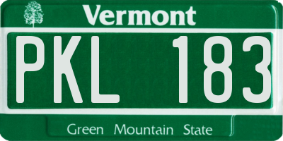 VT license plate PKL183