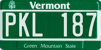 VT license plate PKL187