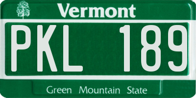 VT license plate PKL189