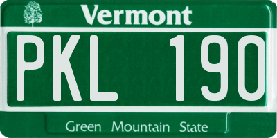 VT license plate PKL190