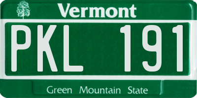 VT license plate PKL191