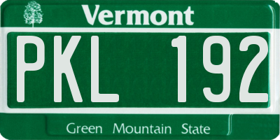 VT license plate PKL192
