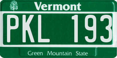 VT license plate PKL193