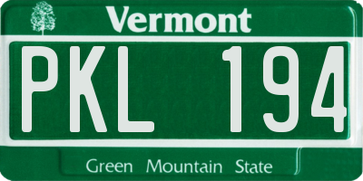 VT license plate PKL194