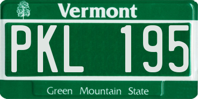 VT license plate PKL195