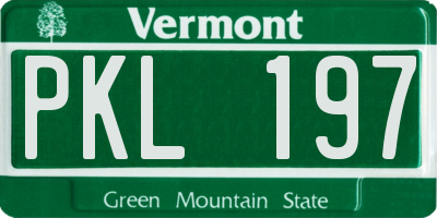 VT license plate PKL197