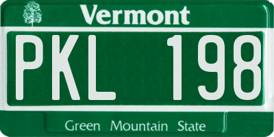 VT license plate PKL198