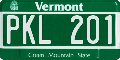 VT license plate PKL201