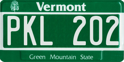 VT license plate PKL202