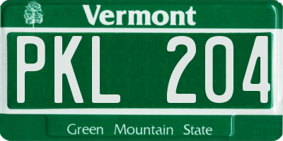 VT license plate PKL204