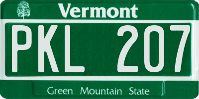 VT license plate PKL207