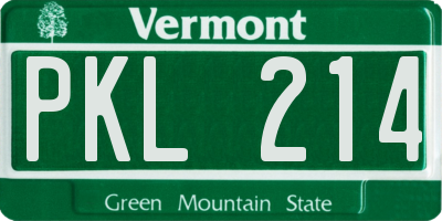 VT license plate PKL214
