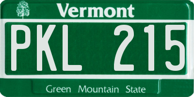 VT license plate PKL215