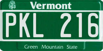 VT license plate PKL216