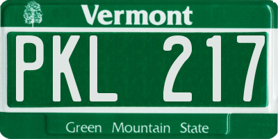 VT license plate PKL217