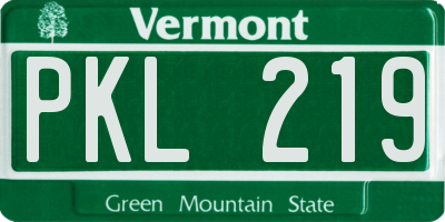 VT license plate PKL219