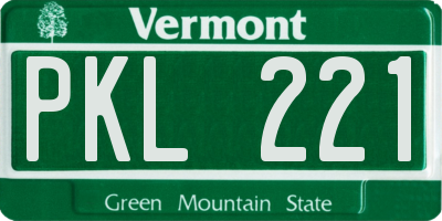 VT license plate PKL221