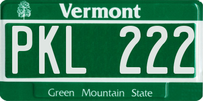 VT license plate PKL222