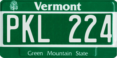 VT license plate PKL224