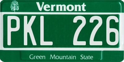VT license plate PKL226