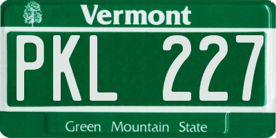 VT license plate PKL227