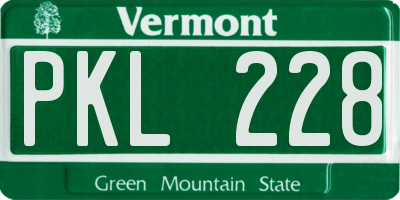 VT license plate PKL228