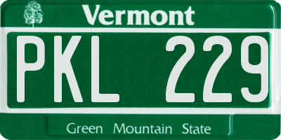 VT license plate PKL229