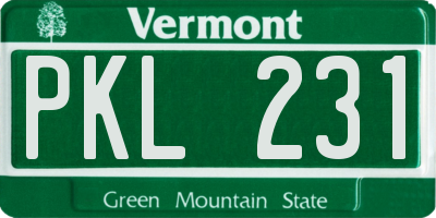 VT license plate PKL231