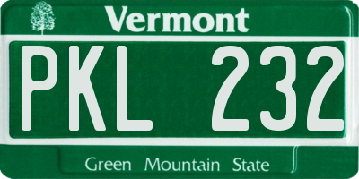 VT license plate PKL232