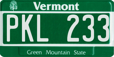 VT license plate PKL233