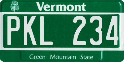 VT license plate PKL234