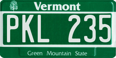 VT license plate PKL235
