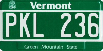 VT license plate PKL236