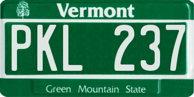 VT license plate PKL237