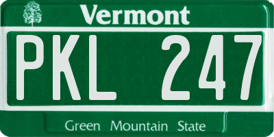 VT license plate PKL247