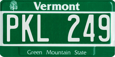 VT license plate PKL249