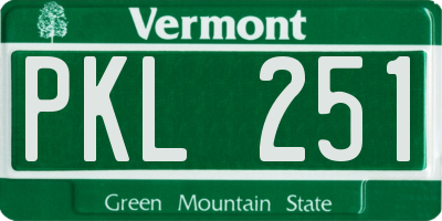 VT license plate PKL251